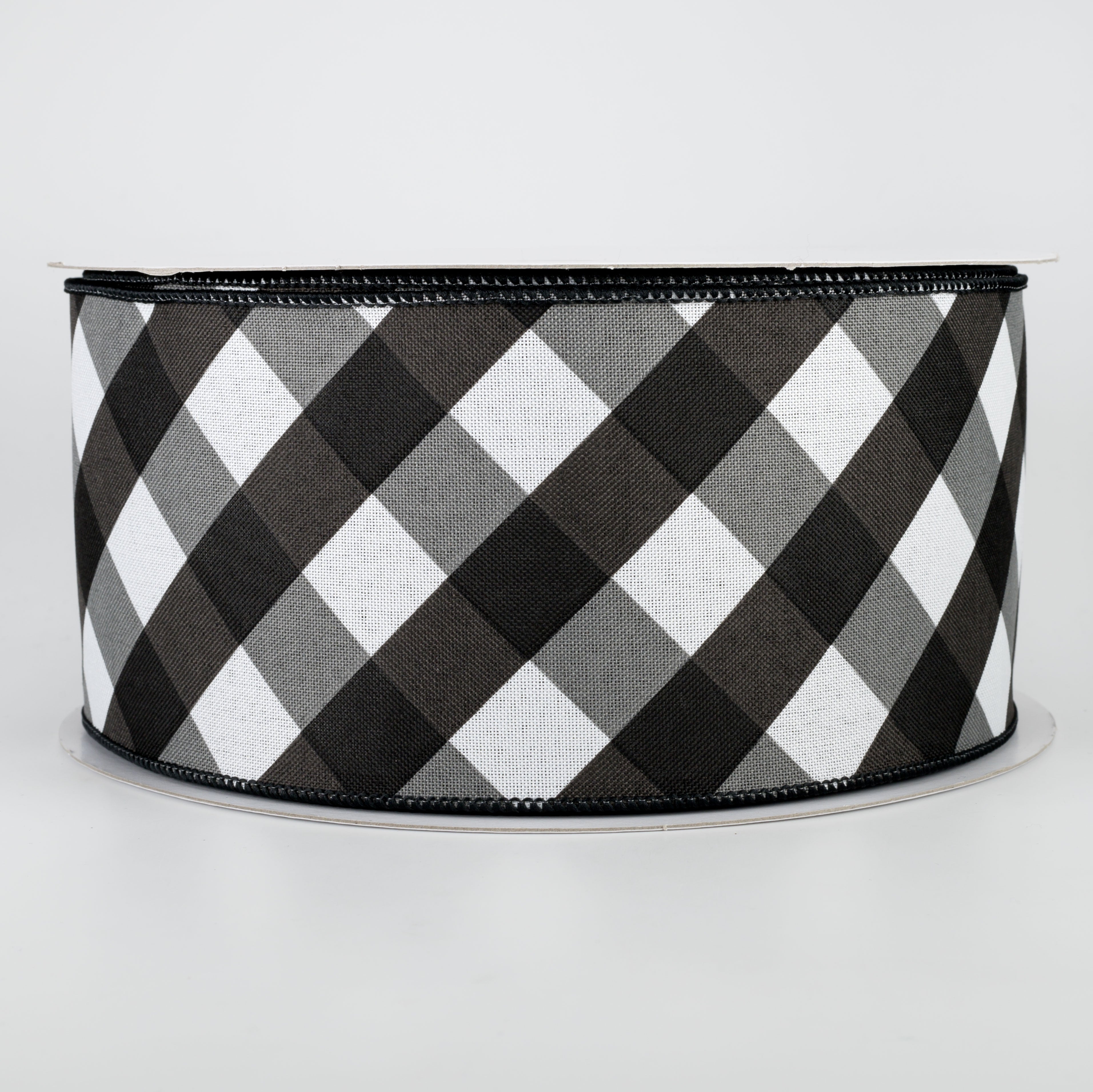4" Bold Check Basketweave Ribbon: Black & White (50 Yards)