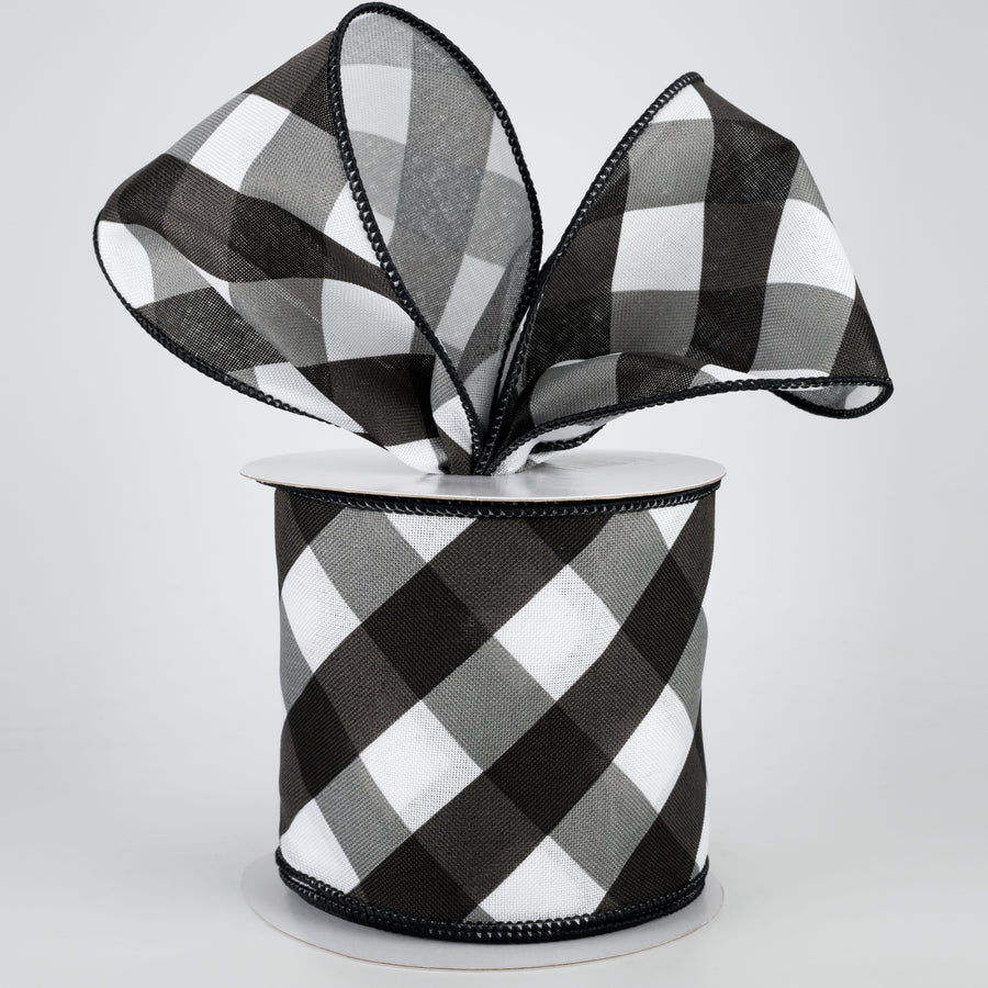 4" Bold Check Basketweave Ribbon: Black & White (10 Yards) Lifestyle Photo