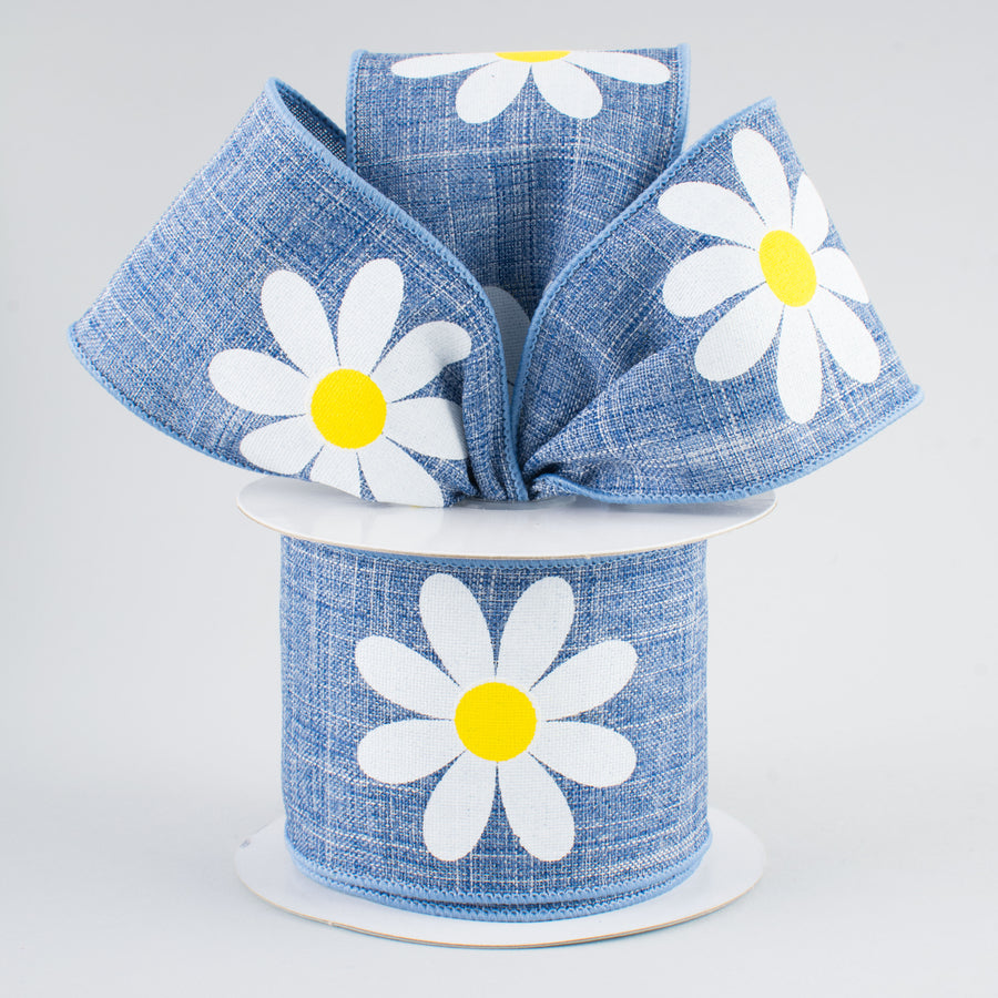 2.5" Bold Daisy Ribbon: Blue Denim (10 Yards) Lifestyle Photo