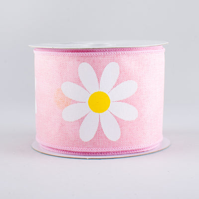 2.5" Bold Daisy Ribbon: Light Pink (10 Yards)