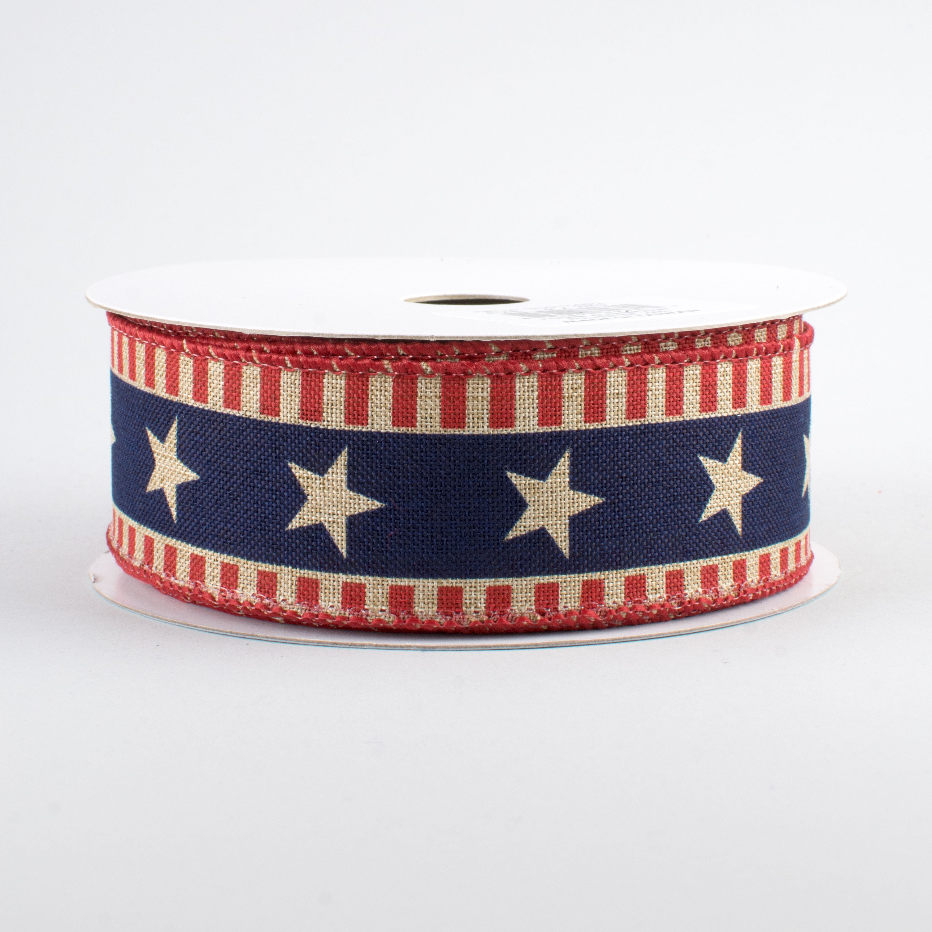 1.5" Bold Star & Stripes Ribbon: Beige (10 Yards)