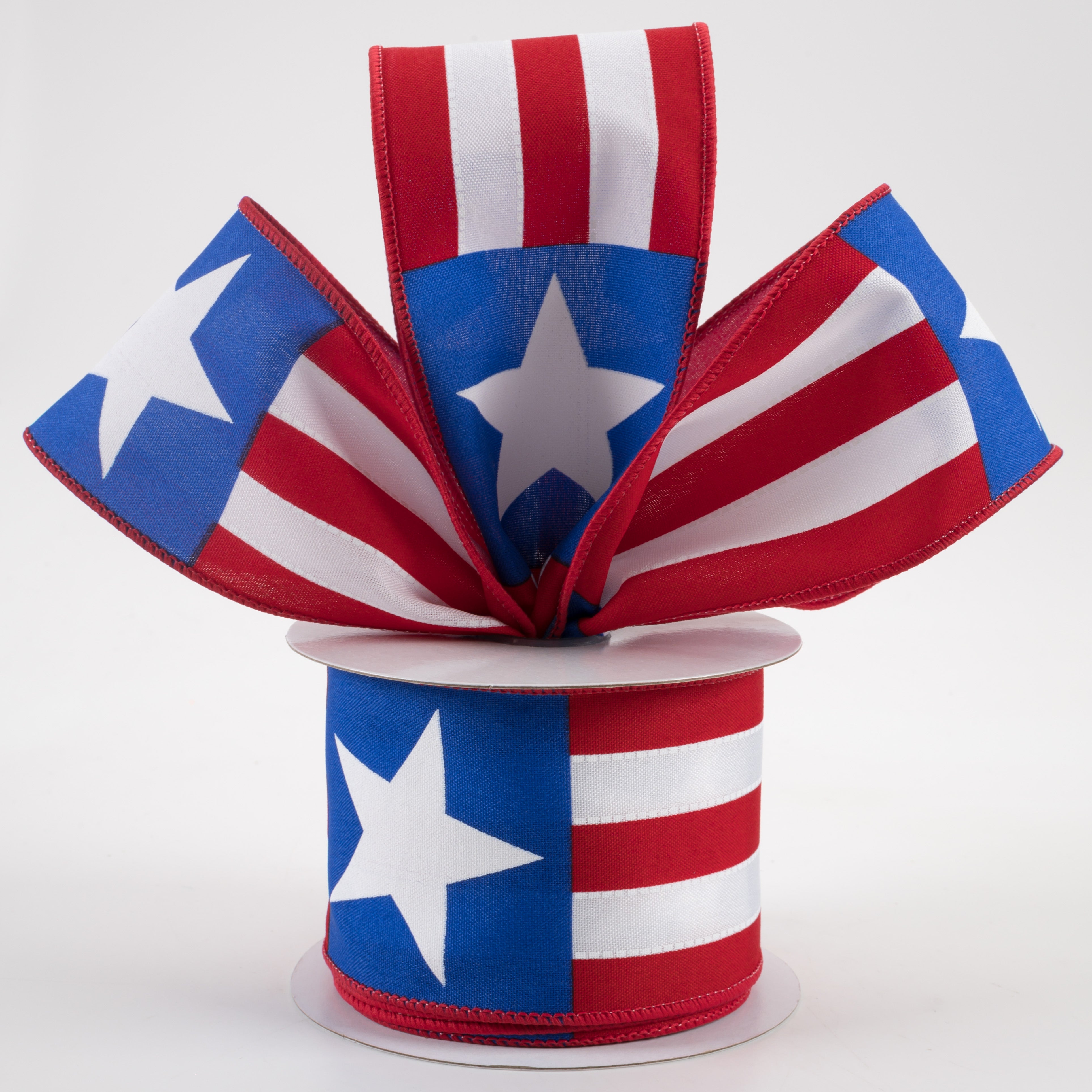 2.5" Bold Star Stripes Ribbon: Red, White, Blue (10 Yards) Lifestyle Photo