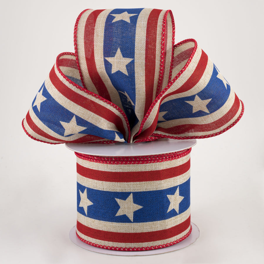 2.5" Bold Stripes & Stars Ribbon: Light Natural (10 Yards) Lifestyle Photo