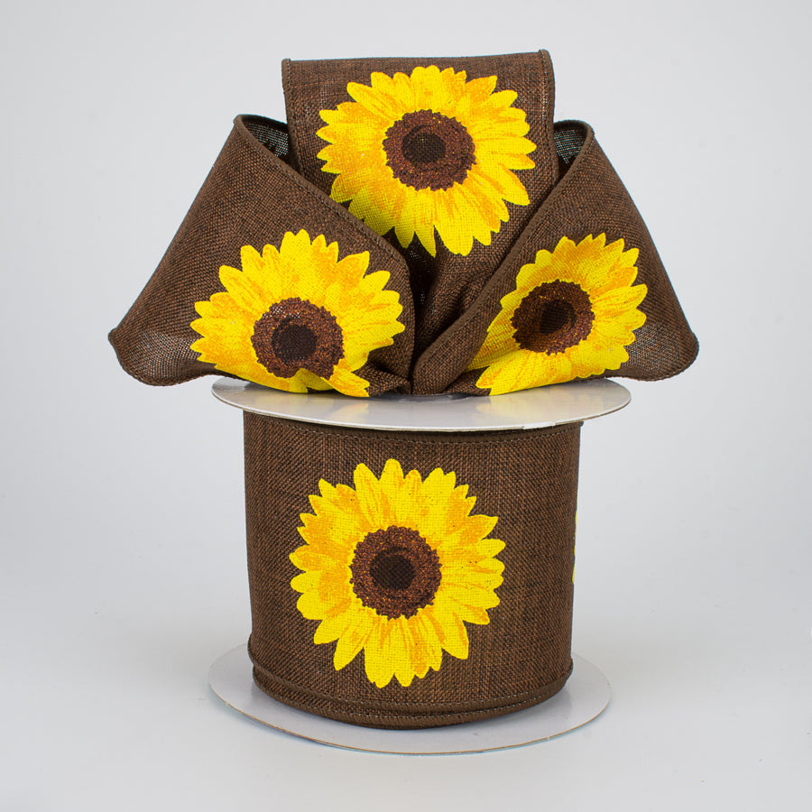 2.5" Bold Sunflower Ribbon: Dark Brown (10 Yards) Lifestyle Photo