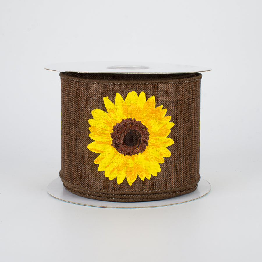 2.5" Bold Sunflower Ribbon: Dark Brown (10 Yards)
