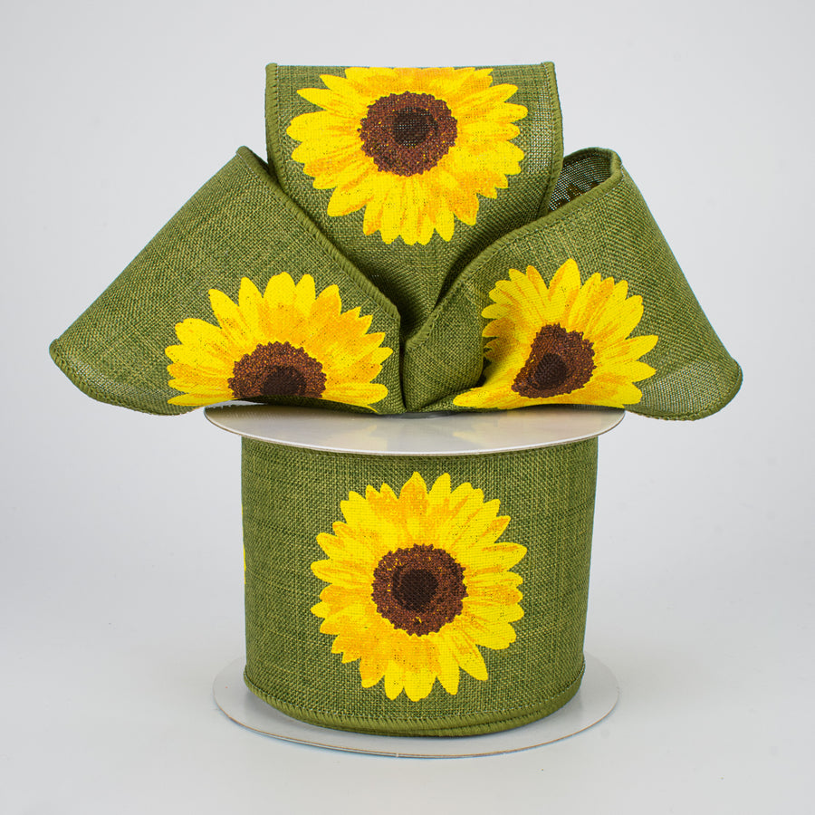 2.5" Bold Sunflower Ribbon: Moss (10 Yards) Lifestyle Photo