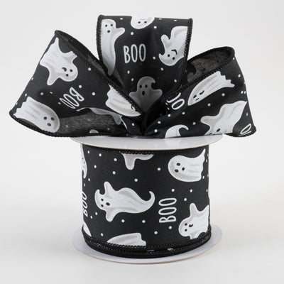 2.5" Boo Ghosts Ribbon: Black (10 Yards) Lifestyle Photo