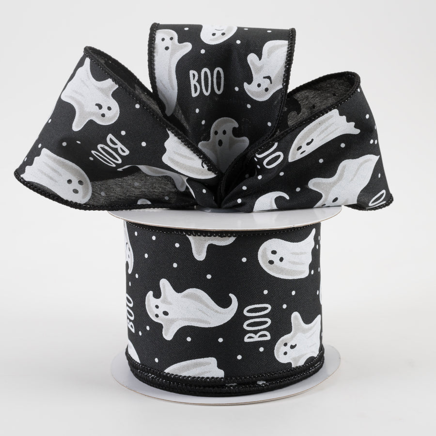 2.5" Boo Ghosts Ribbon: Black (10 Yards) Lifestyle Photo