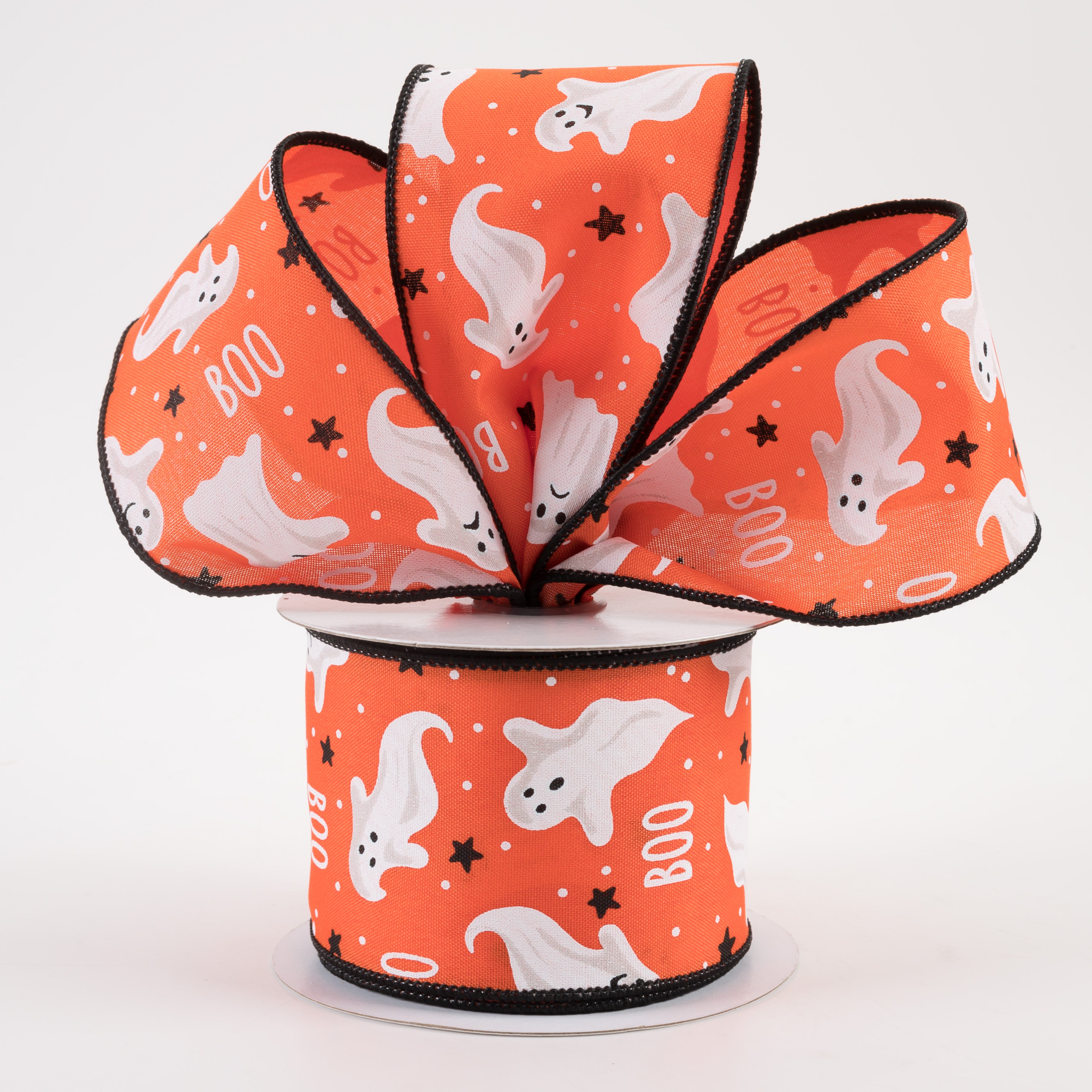 2.5" Boo Ghosts Ribbon: Dark Orange (10 Yards) Lifestyle Photo