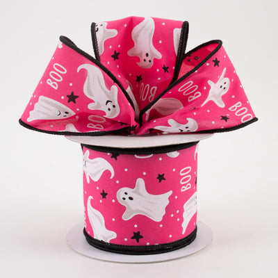 2.5" Boo Ghosts Ribbon: Hot Pink (10 Yards) Lifestyle Photo