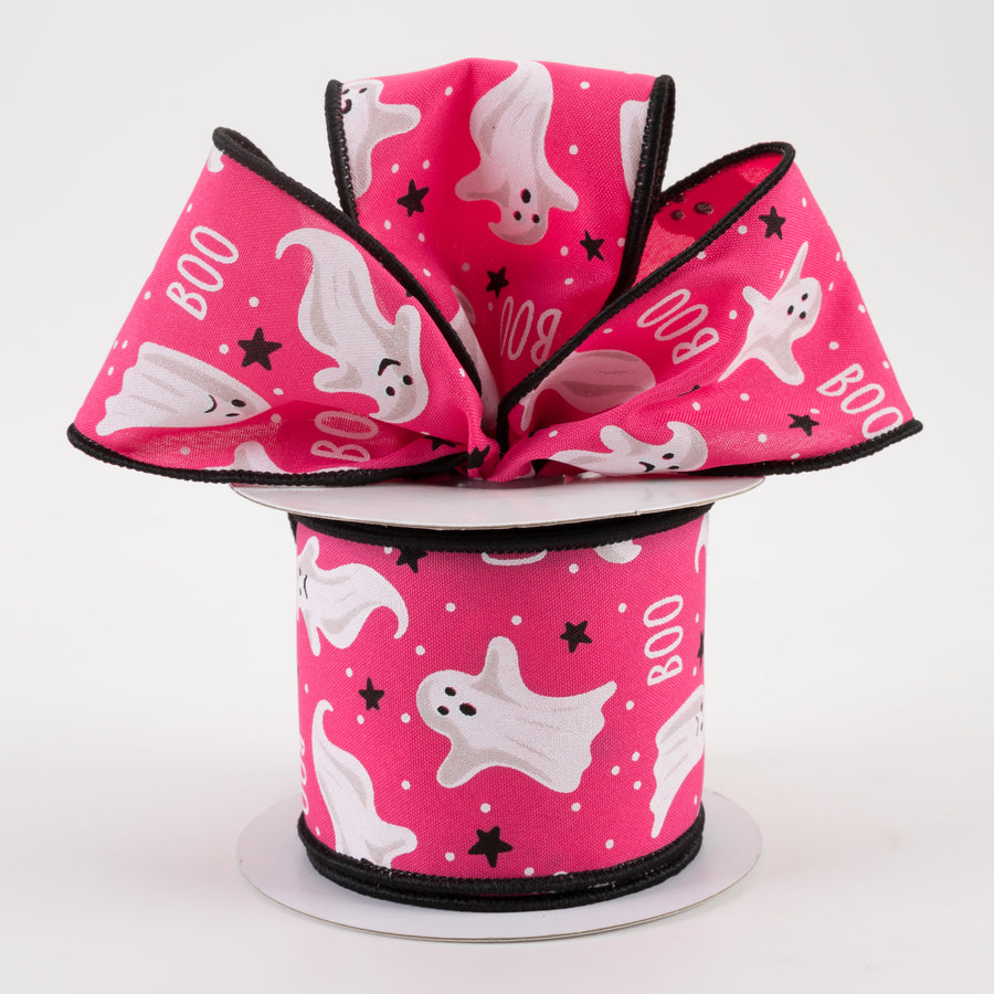 2.5" Boo Ghosts Ribbon: Hot Pink (10 Yards) Lifestyle Photo