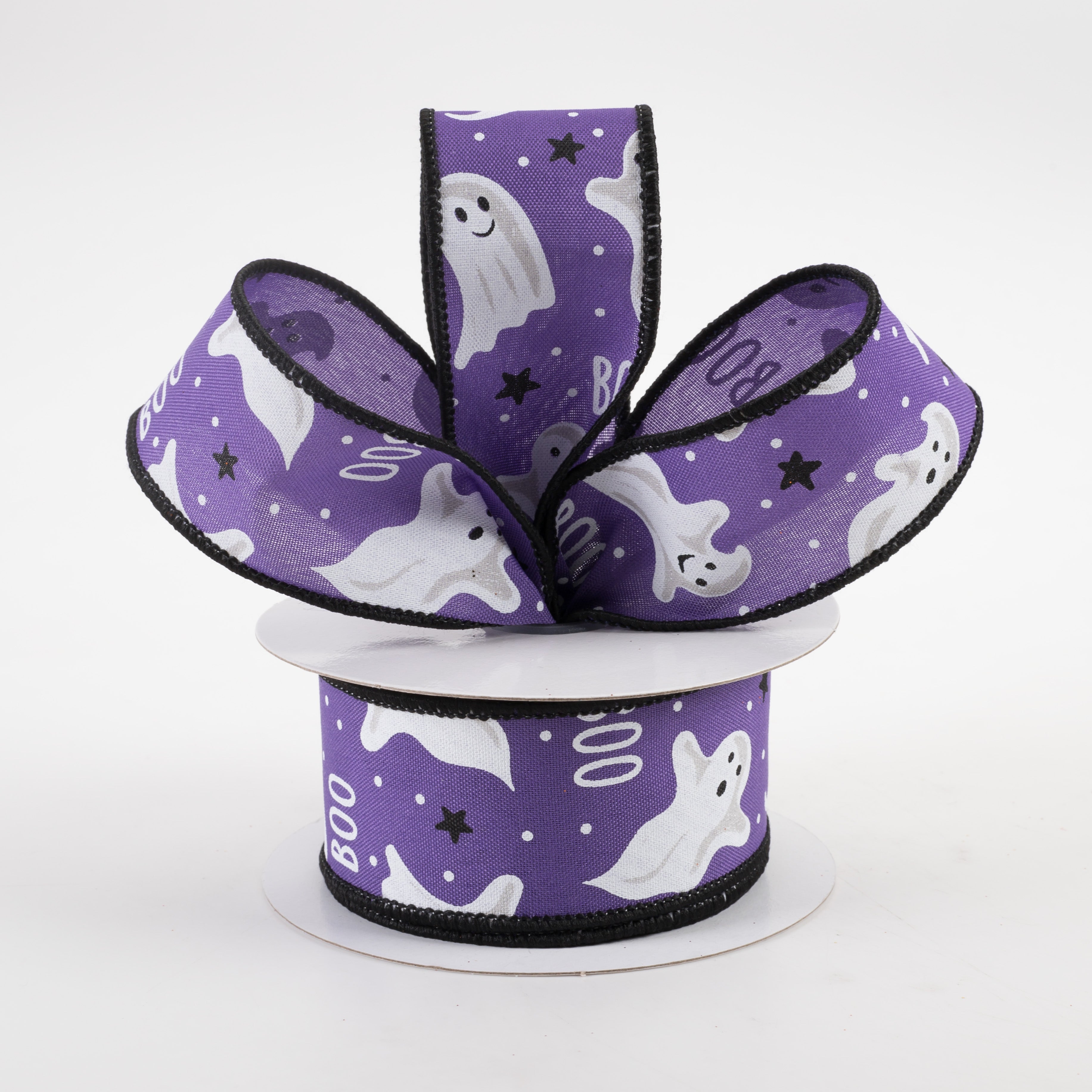 1.5" Boo Ghosts Ribbon: Purple (10 Yards) Lifestyle Photo