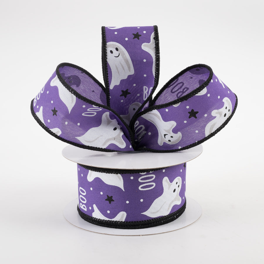 1.5" Boo Ghosts Ribbon: Purple (10 Yards) Lifestyle Photo