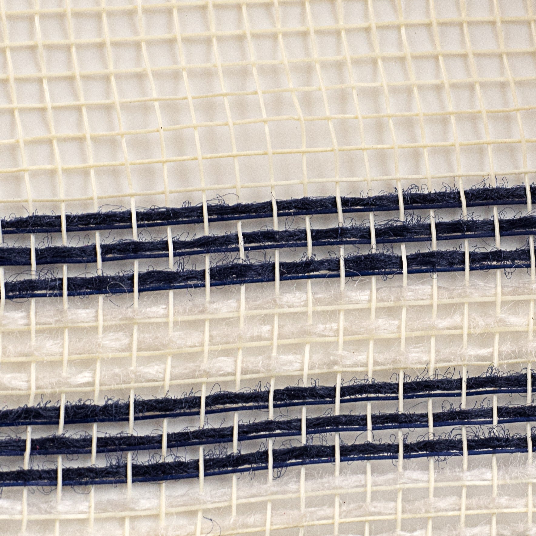 10" Border Stripe Mesh: Cream & Navy Blue detail photo 3