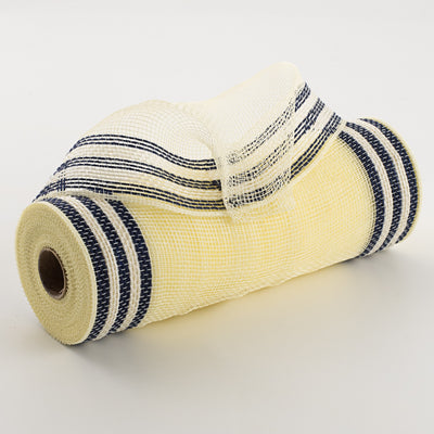 10" Border Stripe Mesh: Cream & Navy Blue Item Number: RY8325K7
