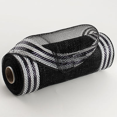 10" Border Stripe Metallic Mesh: Black & White Item Number: RE850362