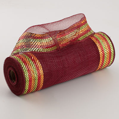 10" Border Stripe Metallic Mesh: Burgundy & Harvest Item Number: RY8504H1