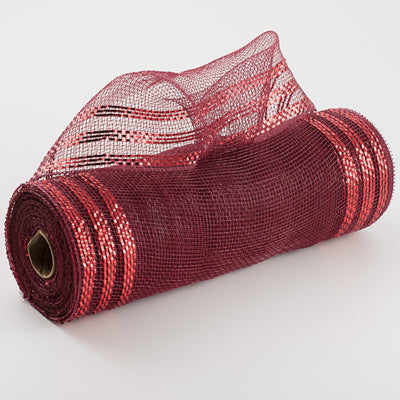 10" Border Stripe Metallic Mesh: Burgundy & Red Item Number: RY850261