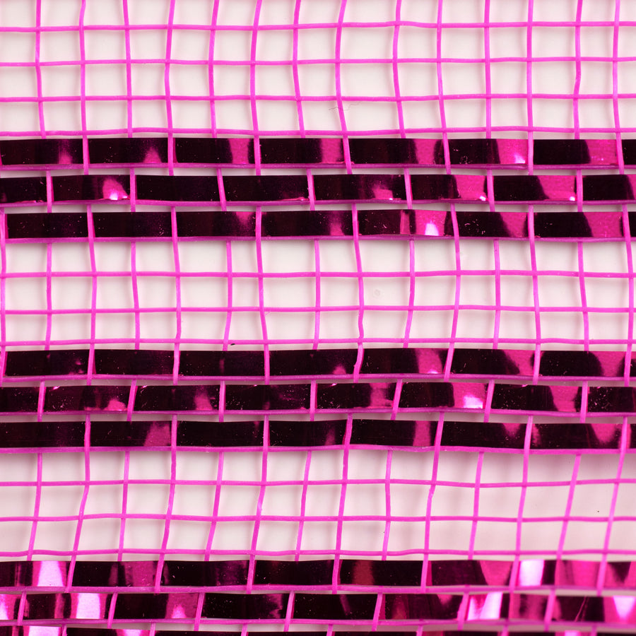 10" Border Stripe Metallic Mesh: Hot Pink detail photo 3