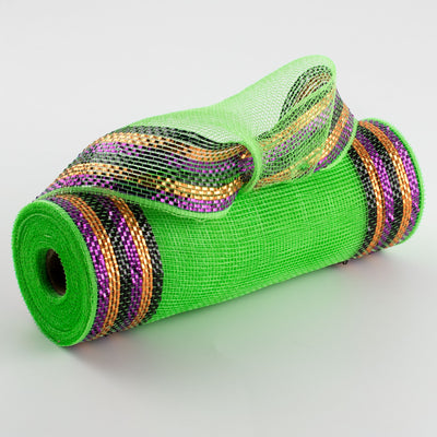 10" Border Stripe Metallic Mesh: Lime & Halloween Item Number: RY850476