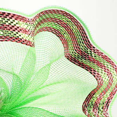 10" Border Stripe Metallic Mesh: Lime & Red Lifestyle Photo