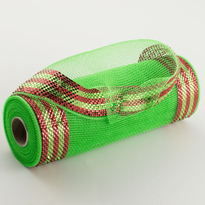 10" Border Stripe Metallic Mesh: Lime & Red Item Number: RE850370
