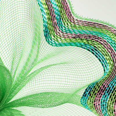 10" Border Stripe Metallic Mesh: Lime, Turquoise, Pink Lifestyle Photo