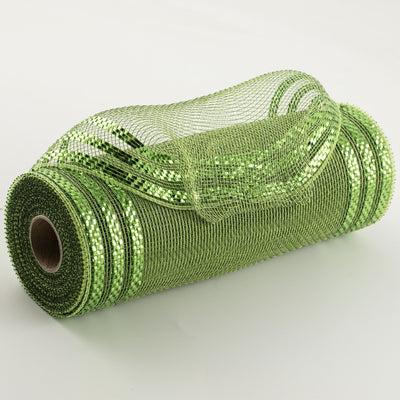 10" Border Stripe Metallic Mesh: Moss, Apple, Lime Green Item Number: RE850249