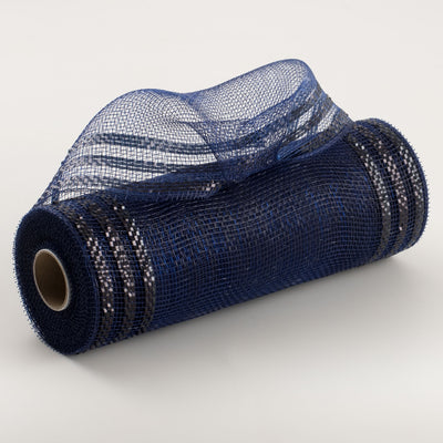 10" Border Stripe Metallic Mesh: Navy Blue & Black Item Number: RE8502F3