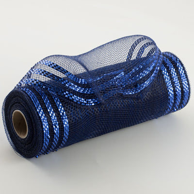 10" Border Stripe Metallic Mesh: Navy & Royal Blue Item Number: RE850219
