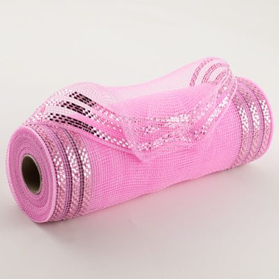 10" Border Stripe Metallic Mesh: Pink Item Number: RE850222