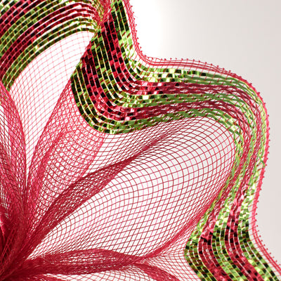 10" Border Stripe Metallic Mesh: Red & Lime Lifestyle Photo