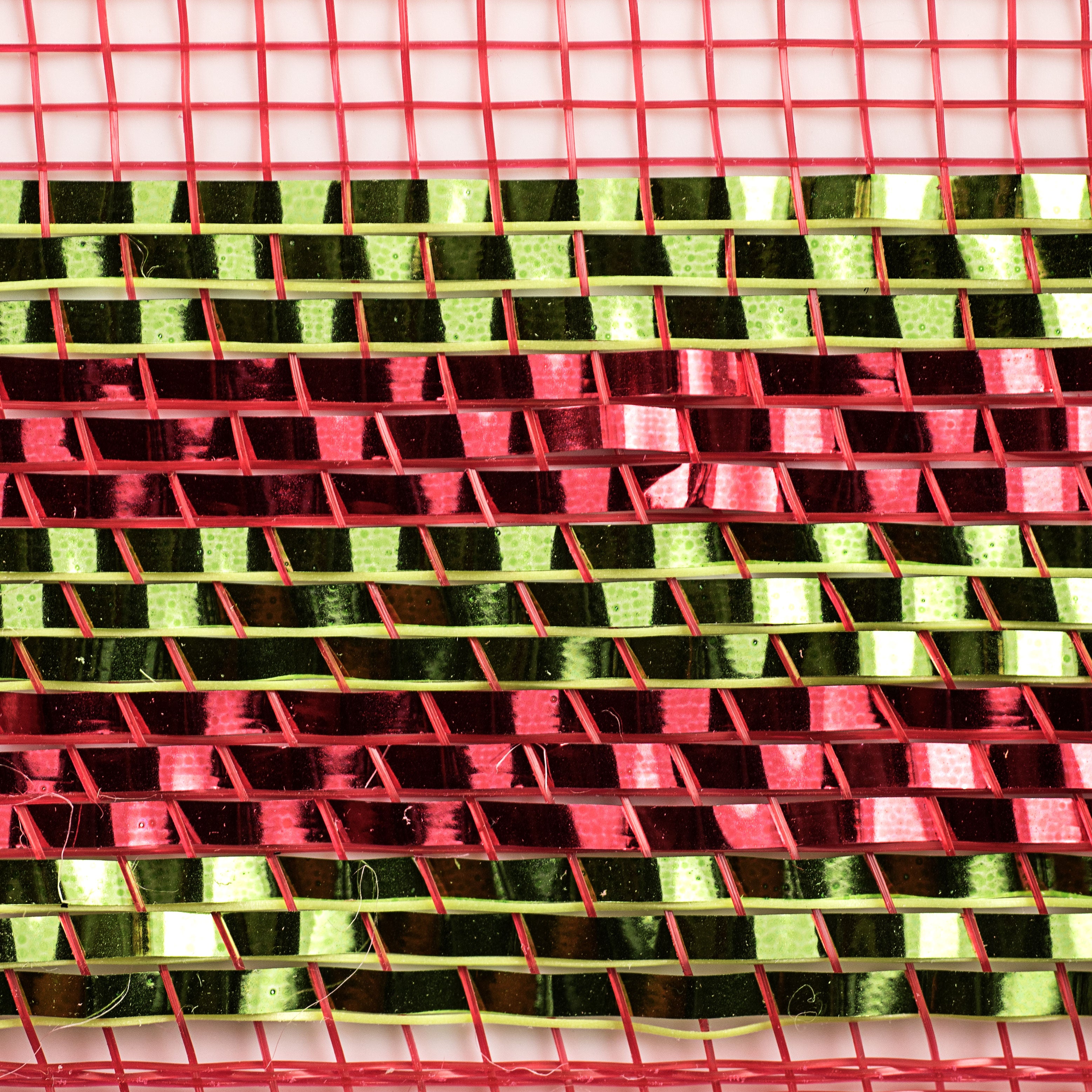 10" Border Stripe Metallic Mesh: Red & Lime detail photo 3