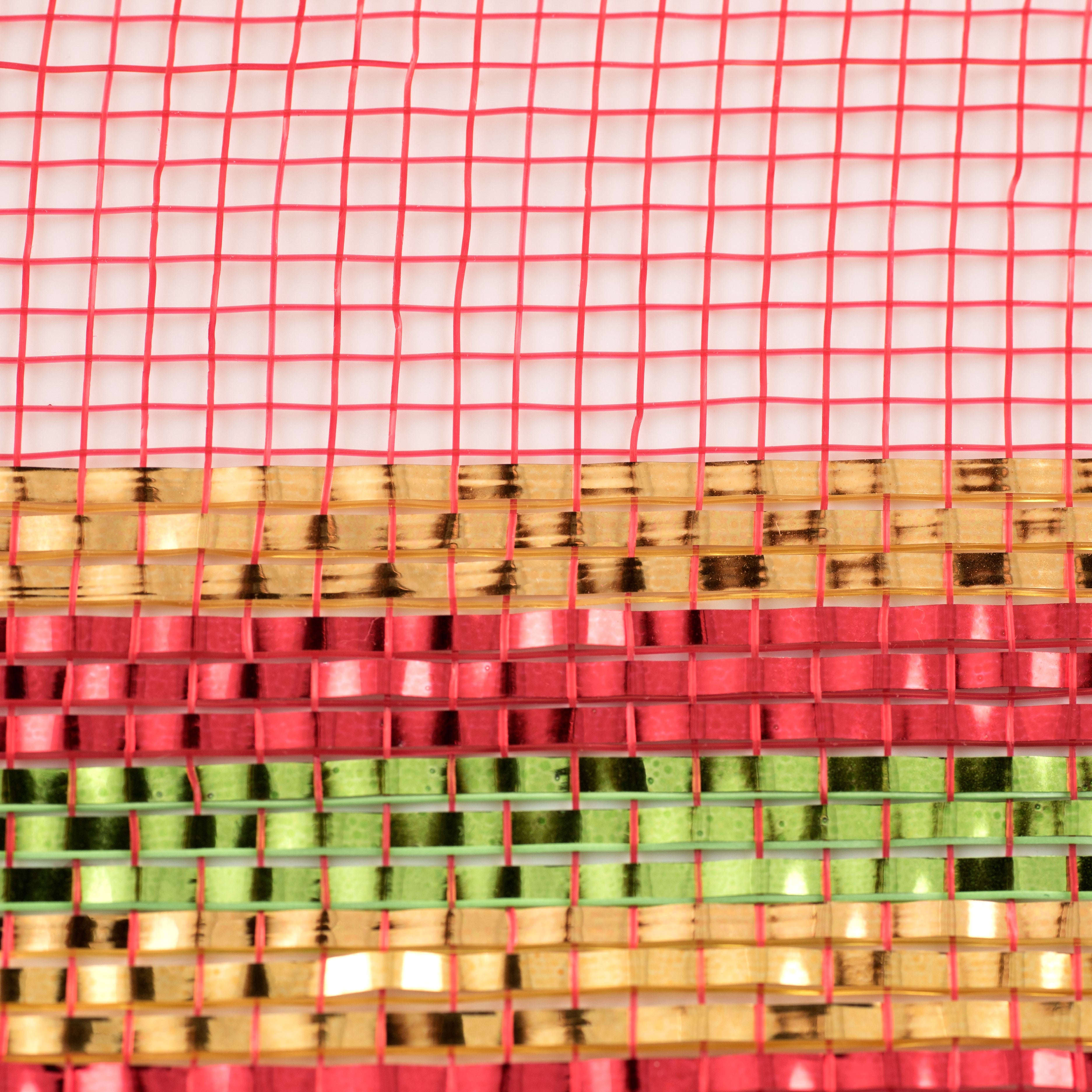 10" Border Stripe Metallic Mesh: Red, Lime, Gold detail photo 3