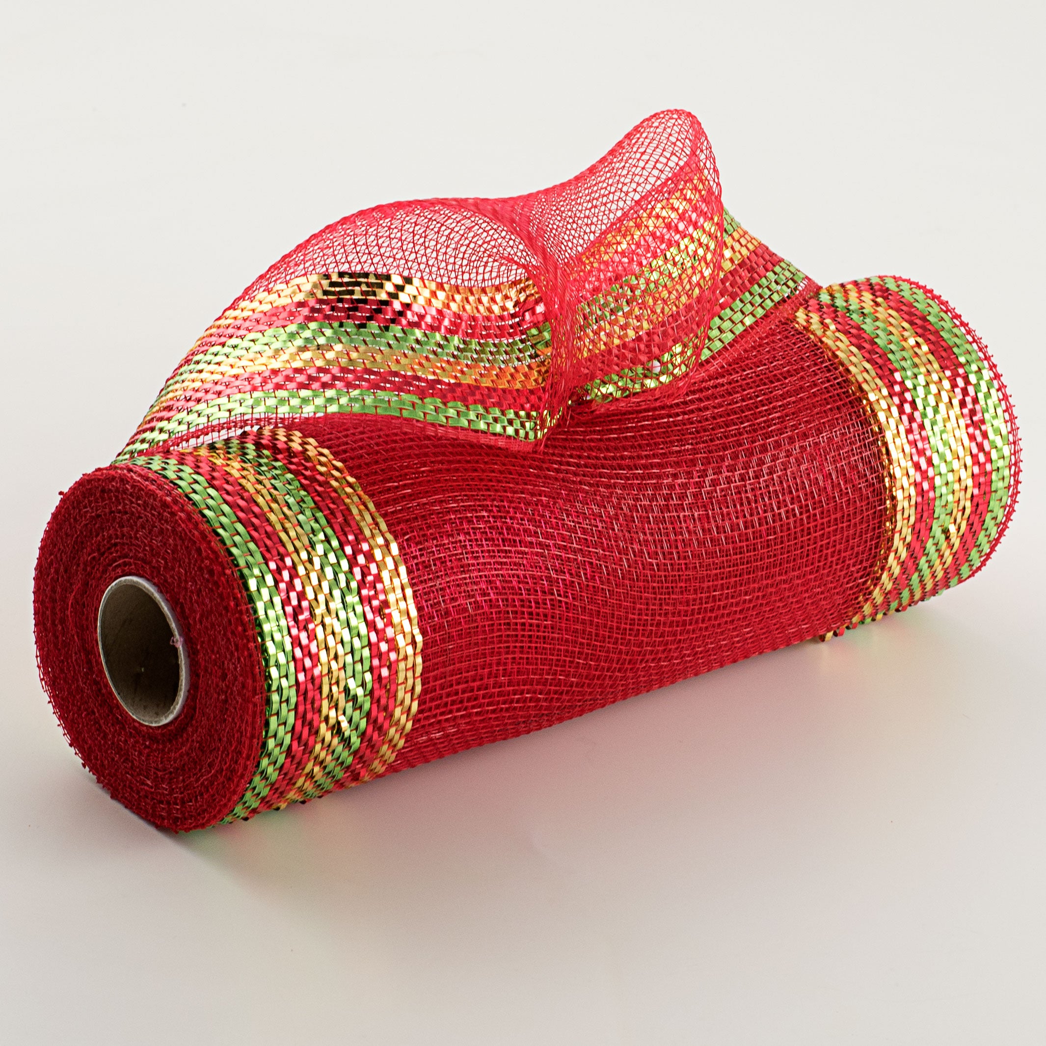 10" Border Stripe Metallic Mesh: Red, Lime, Gold Item Number: RE850446