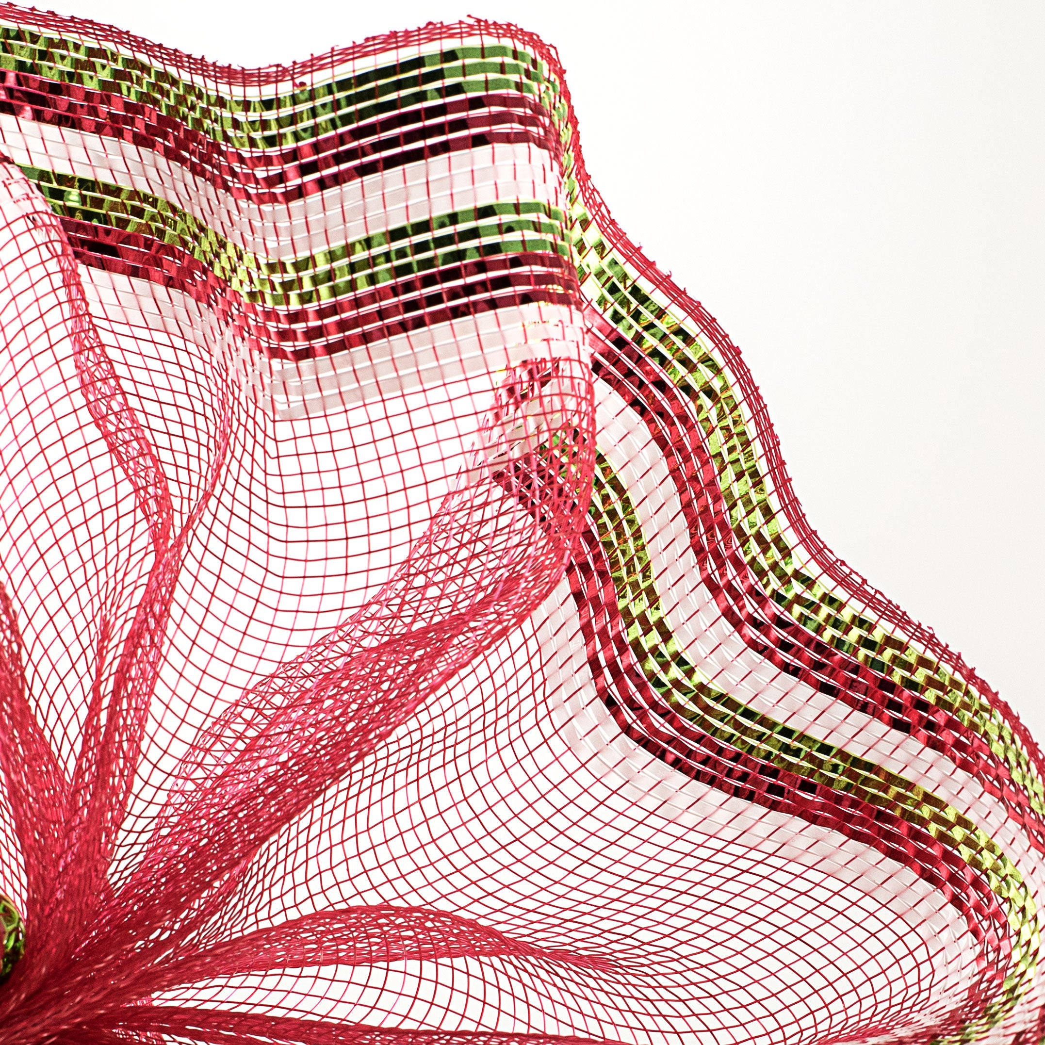 10" Border Stripe Metallic Mesh: Red, Lime, White Lifestyle Photo