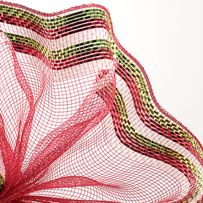 10" Border Stripe Metallic Mesh: Red, Lime, White Lifestyle Photo