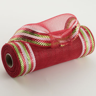 10" Border Stripe Metallic Mesh: Red, Lime, White Item Number: RE850493