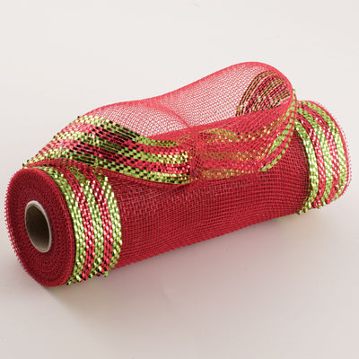 10" Border Stripe Metallic Mesh: Red & Lime Item Number: RE850334