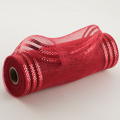 10" Border Stripe Metallic Mesh: Red Item Number: RE850224