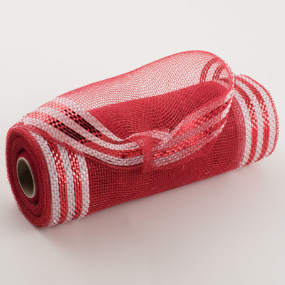 10" Border Stripe Metallic Mesh: Red & White Item Number: RE850349