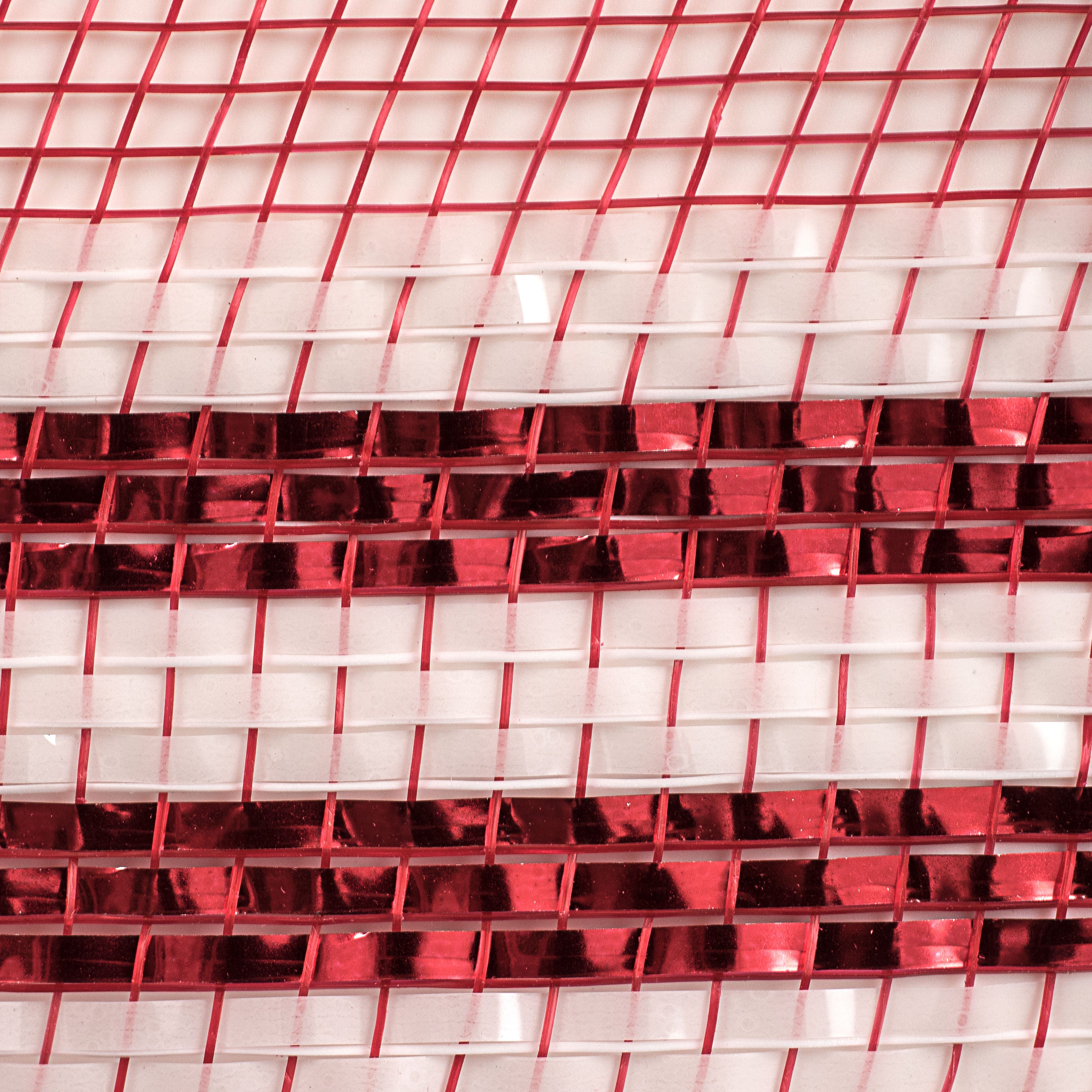10" Border Stripe Metallic Mesh: Red & White detail photo 3