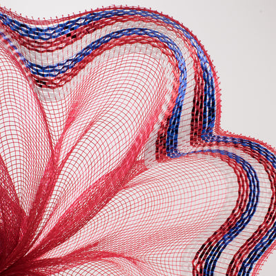 10" Border Stripe Metallic Mesh: Red, White, Blue Lifestyle Photo