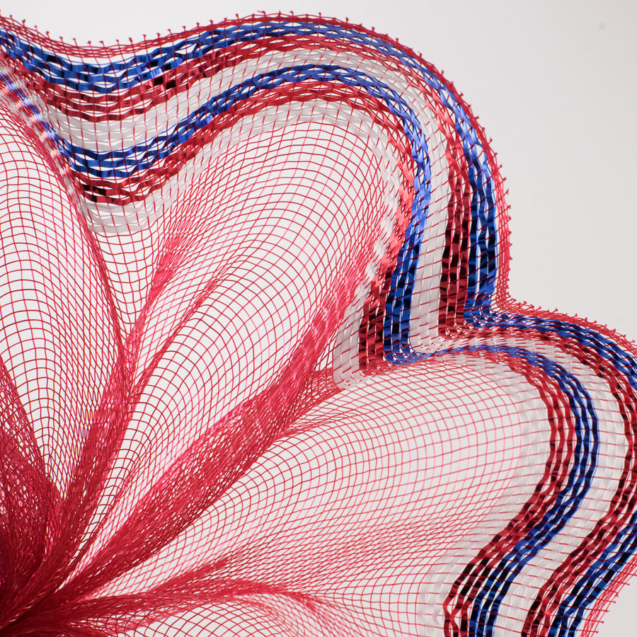 10" Border Stripe Metallic Mesh: Red, White, Blue Lifestyle Photo