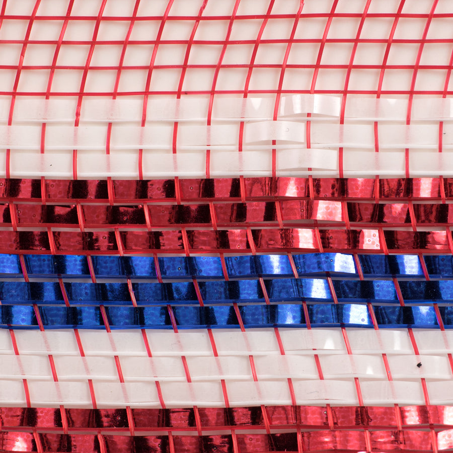 10" Border Stripe Metallic Mesh: Red, White, Blue detail photo 3
