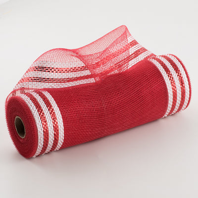 10" Border Stripe Metallic Mesh: Red & White Item Number: RY832549
