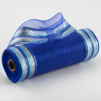 10" Border Stripe Metallic Mesh: Royal Blue, Light Blue, Silver Item Number: RY8504R1