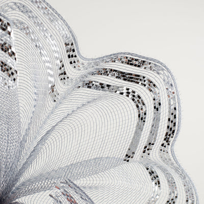 10" Border Stripe Metallic Mesh: Silver Lifestyle Photo
