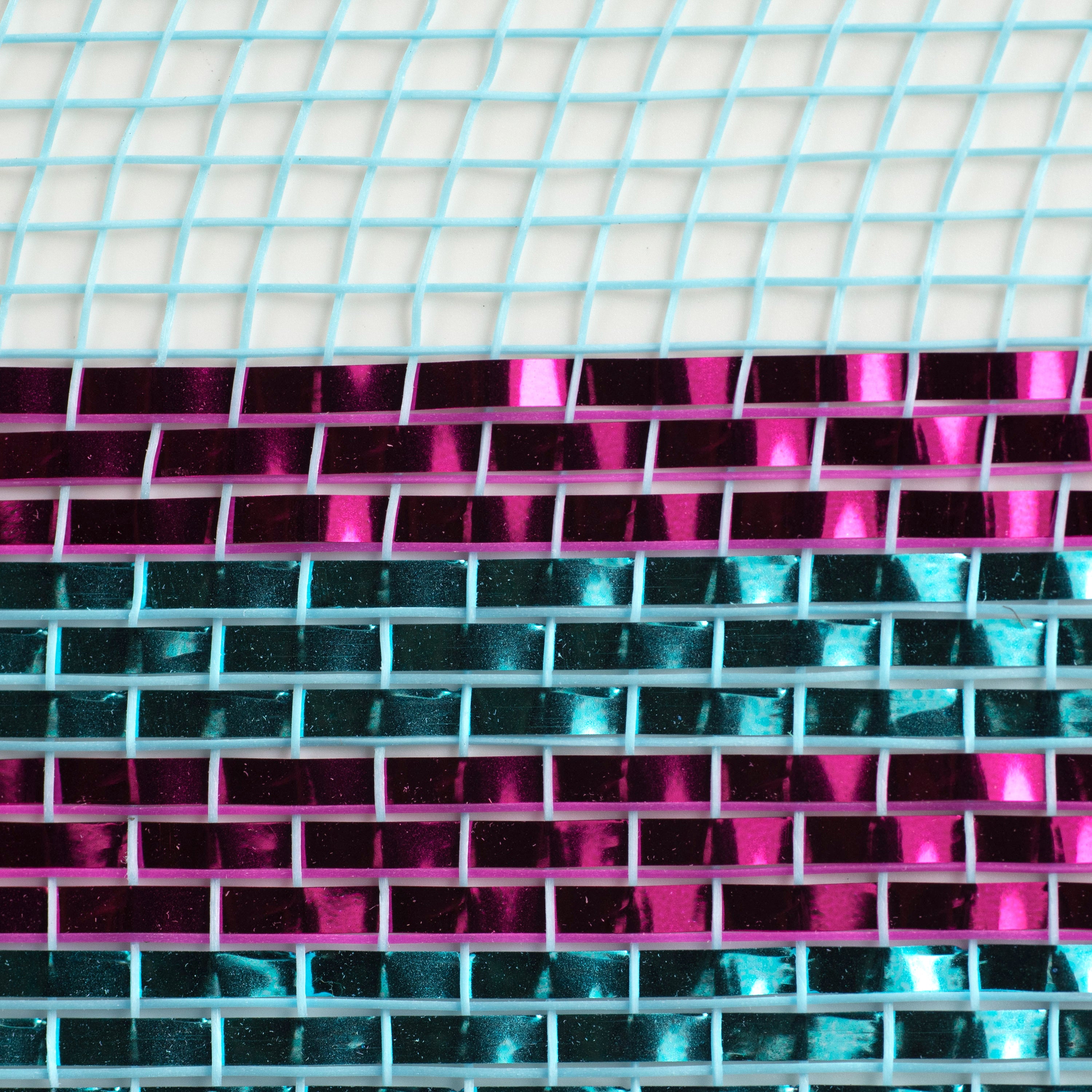 10" Border Stripe Metallic Mesh: Turquoise & Hot Pink detail photo 3