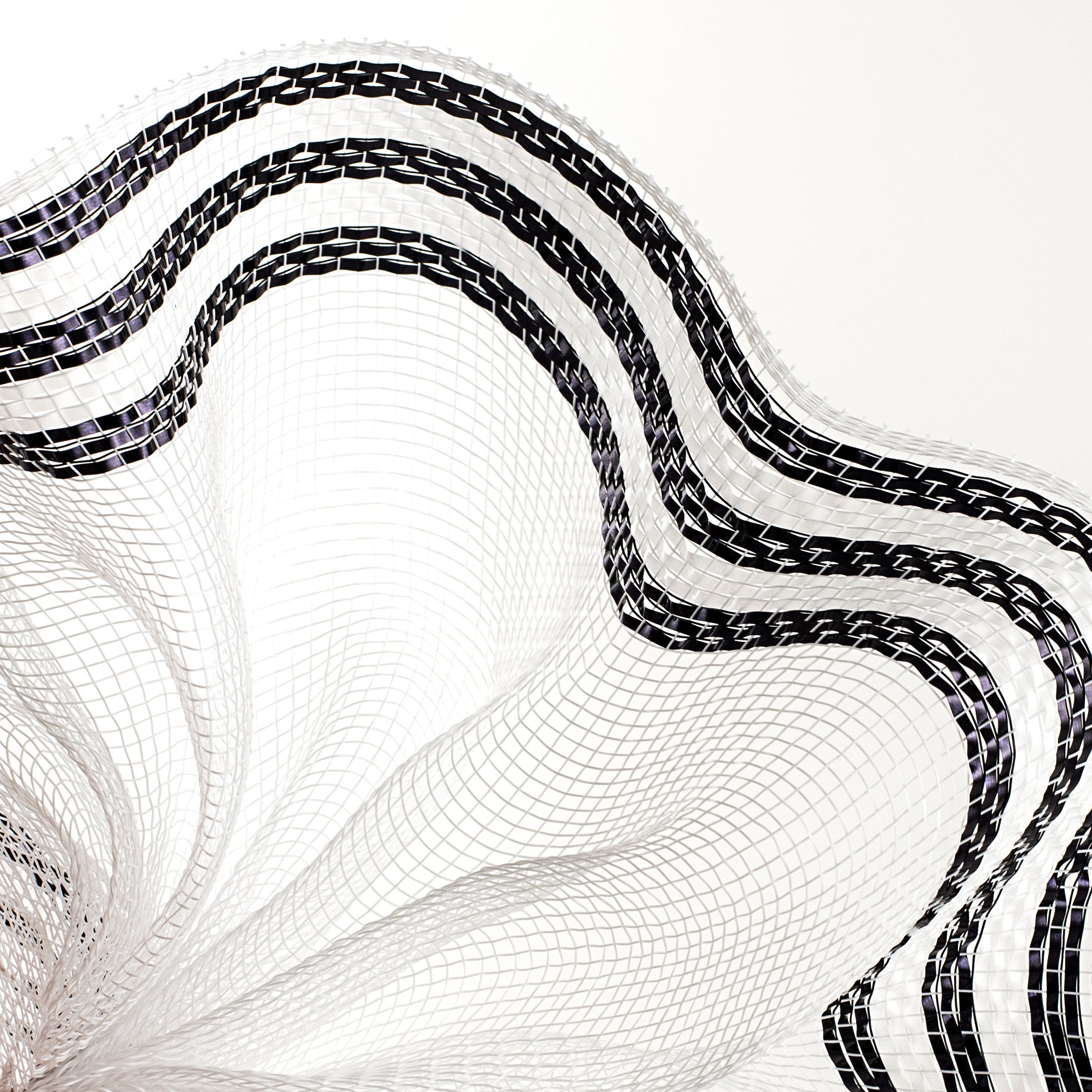 10" Border Stripe Metallic Mesh: White & Black Lifestyle Photo